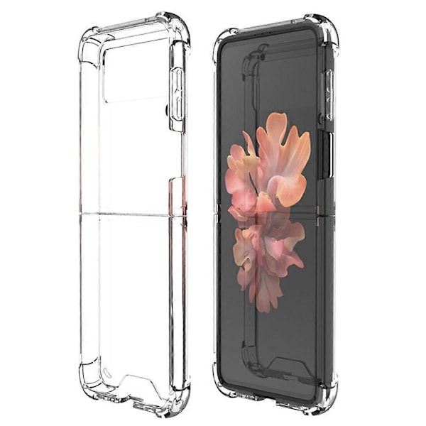 För Samsung Galaxy Z Flip4 5G Fyrhörns TPU-ram + Akryl Baksida Transparent Mobilskal