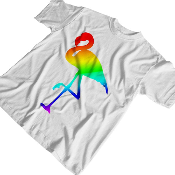 1tee Miesten Flamingo Rainbow Pride T-paita White M