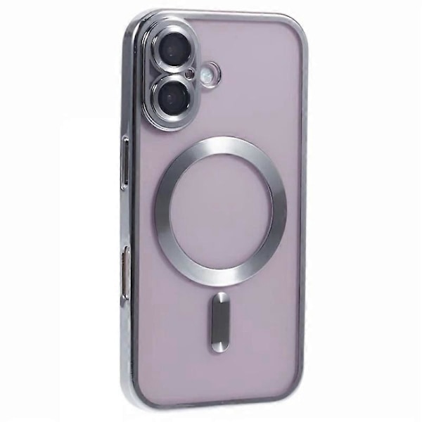 Magnetiskt skal för iPhone 16 Plus WANLONFENG Fullständigt skydd Elektropläterat TPU-skal med härdat gl Multicolor Silver