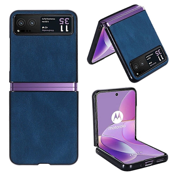 För Motorola Razr 40 5G PU Läder+Hård PC Skal Retro Textur Stöttåligt Telefonskal Multicolor Style C
