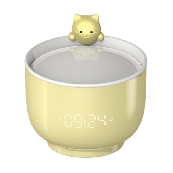217 Väckarklocka Multifunktionell högprecision Touch Sensing Söt Tekopp Cat Digital Väckarklocka Des Yellow