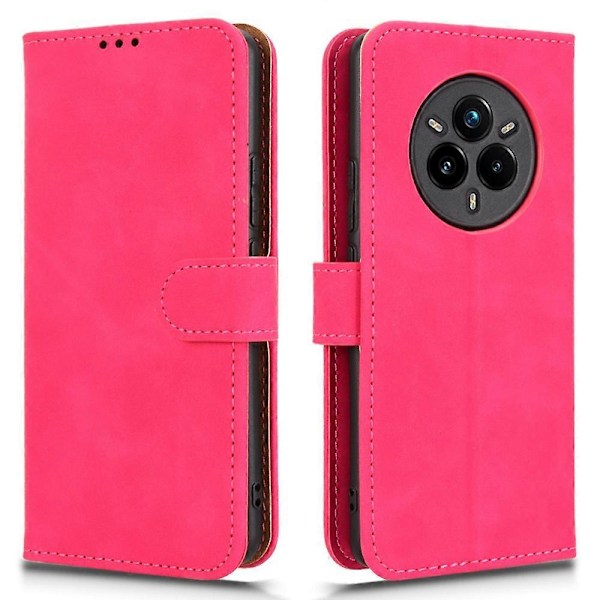 För Realme 14 Pro 5G Läderfodral Hudkänsla Anti-Fall Plånbok Flip Telefonfodral Multicolor Rose