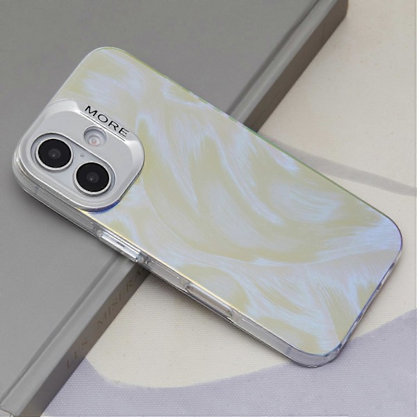 Skal för iPhone 16 Plus Silikon+PC IMD Lasertextur Matt Telefonskydd-AK6 Multicolor AK3
