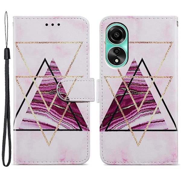 Til Oppo A38 4G Etui Mønsterprintet PU Læder Stand Wallet Telefon Cover Multicolor Style C