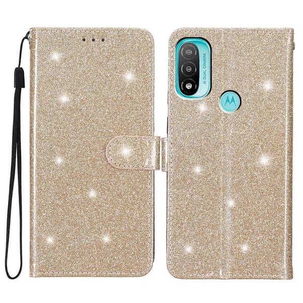 Glittery Flip Wallet Læder Cover til Motorola Moto E20/E30/E40 Multicolor Style D