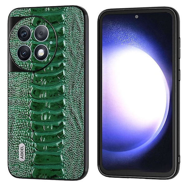 Abeel For Oneplus Ace 2 Pro 5g Stötsäkert Crocodile Texture Cover äkta koläderbelagd Pc+tpu phone case Green