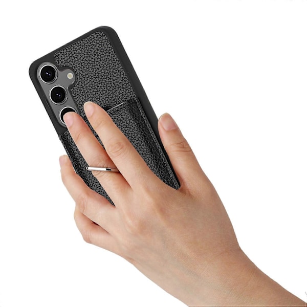 Samsung Galaxy S24+ -kotelo, korttipaikat, nahkainen takakansi ja rengastuki Multicolor Style E