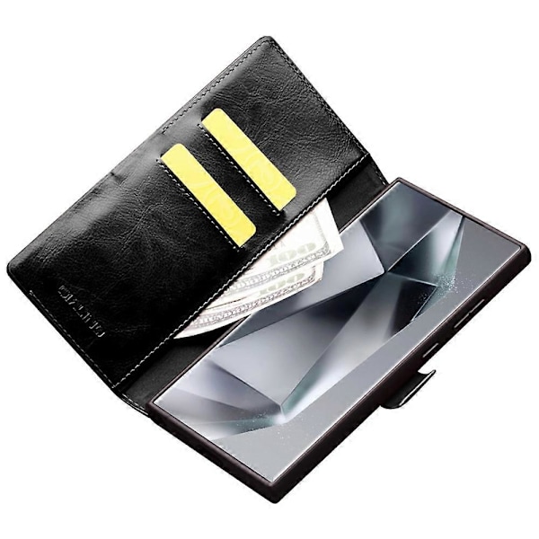 QIALINO Plånboksfodral för Samsung Galaxy S24 Ultra Äkta Läder Folio Flip Fodral - Multicolor Black