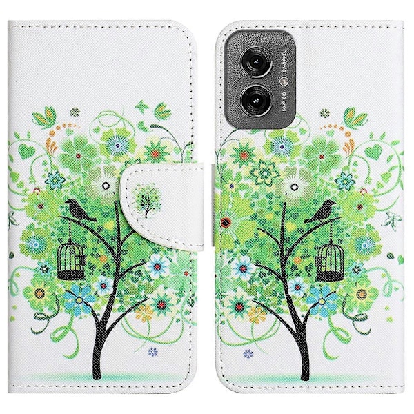 Skal med korsstruktur i läder med mönstertryck för Motorola Moto G55 5G Multicolor Style C