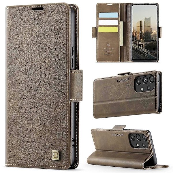 Samsung Galaxy A33 5G -kotelo AUTSPACE A11 RFID-suojattu retro nahkainen matkapuhelinlompakkokotelo Multicolor Brown