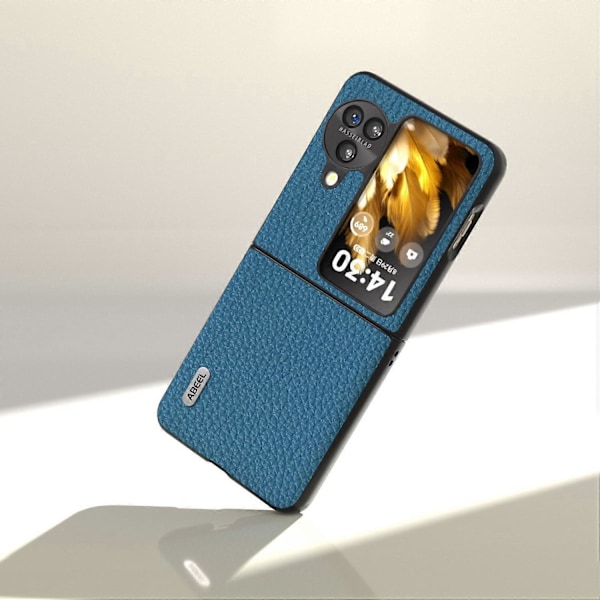 For Oppo Find N3 Flip 5G Ekte Kuskinn+PC Telefondeksel Fallbeskyttelse Multicolor Style C