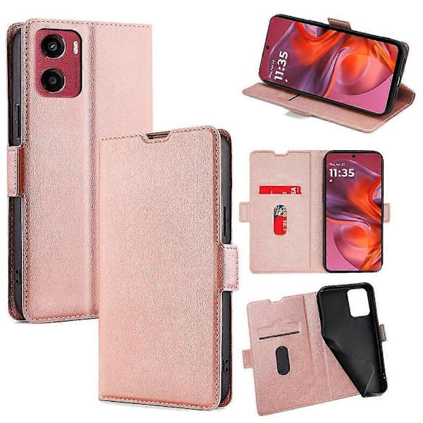 För Motorola Moto G05 4G Fodral Korthållare PU Läder Telefonskal Multicolor Rose Gold