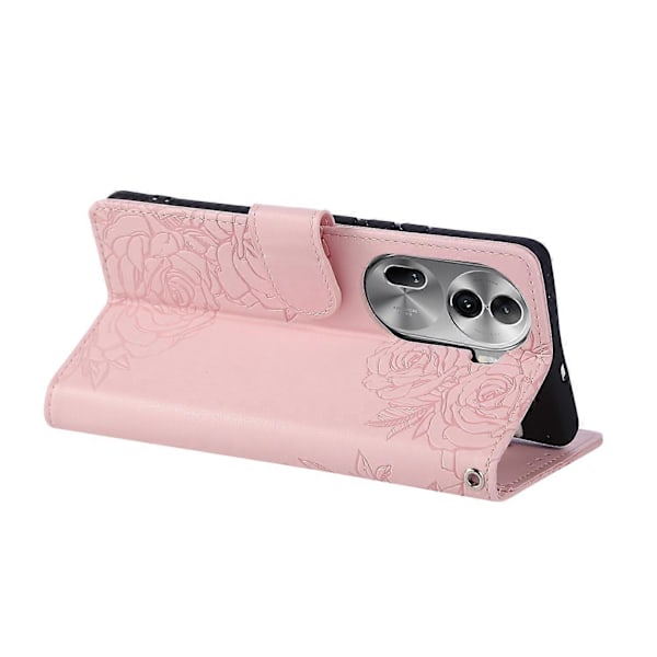 Til Oppo Reno11 Pro 5G (Global)/Reno11 (Kina) 5G Etui Rose Blomst PU Pung Telefon Cover med 3 Multicolor Rose Gold