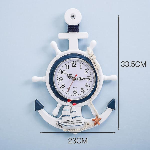 Medelhavsstil Ankare Väggklocka Creative Clock kompatibel Heminredning kompatibel Vardagsrum Sovrum Study-f B