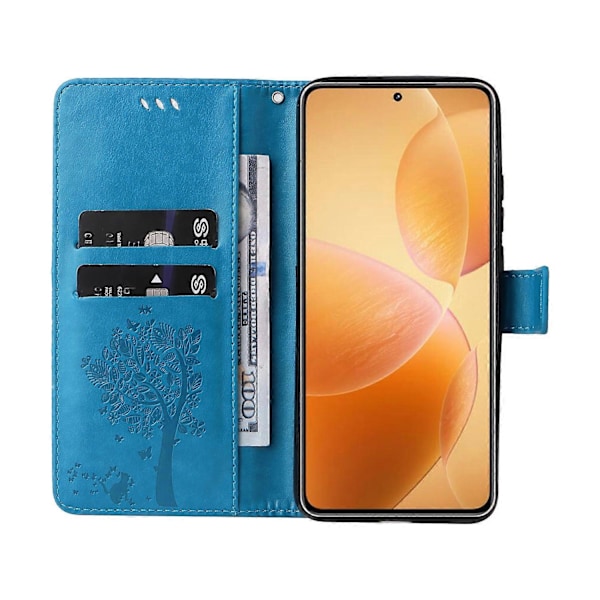 KT Imprinting Flower Series-3 Fodral för Xiaomi 14T Pro Katt Träd Mönster Flip Läder Telefonskydd Multicolor Style D