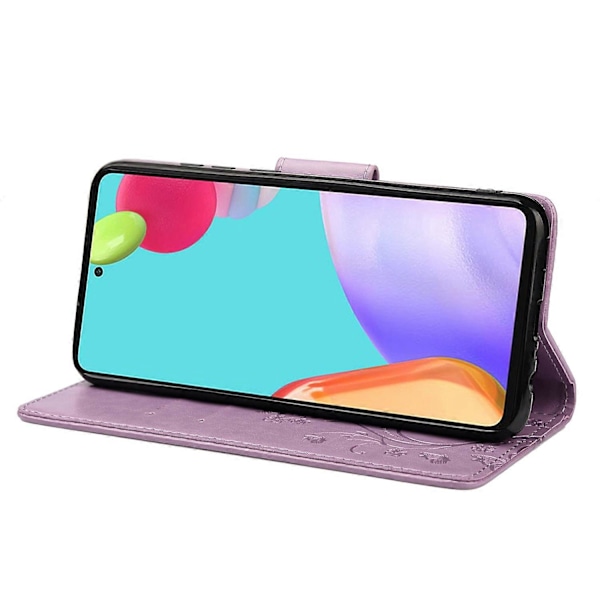För Samsung Galaxy A53 5G Fjäril Blomma Präglat Läder Ställ Plånboksfodral Mobilskal