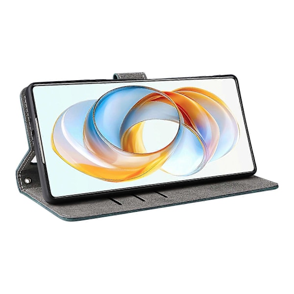 Til ZTE nubia Z70 Ultra Wallet Case RFID-blokering PU Læder Cover Stand View- Multicolor Green