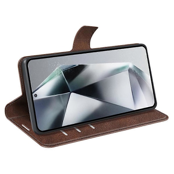 Til Samsung Galaxy S25 Ultra Stand Case Anti-Scratch Kalvetekstur Læder Telefon Cover Multicolor Style G