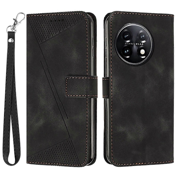 Triangelmönstrat Plånboksfodral för OnePlus 11 5G, Ställ PU Läder Anti-droppskydd Multicolor Style A