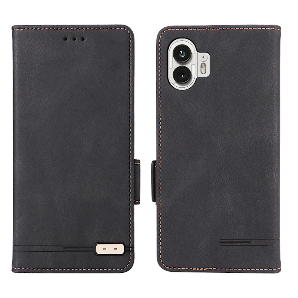 Til Nothing Phone (2) Hardware Decor Flip Folio Cover PU Læder Stand Wallet Telefon Cover Black