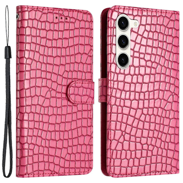 Til Samsung Galaxy S23+ Krokodille Tekstur PU Læder Stand Cover Telefon Wallet Case med Håndrem Multicolor Style C