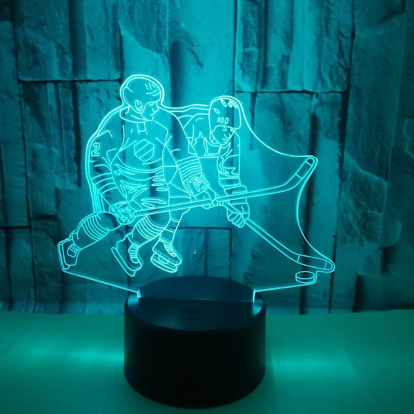 Nya 3d nattlampor Ishockey idrottare 3d Illusion sänglampa 16 färger växlande med fjärrkontroll Bästa födelsedagspresenter för män kvinnor stil V
