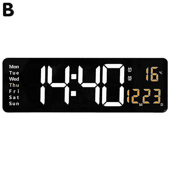 Stor LED Digital Väggklocka Elektroniska Väggklockor Living Fjärrkontroll Väggmonterad Desktop Klocka Kontroll Dekoration Rum Temp D W4w5 B