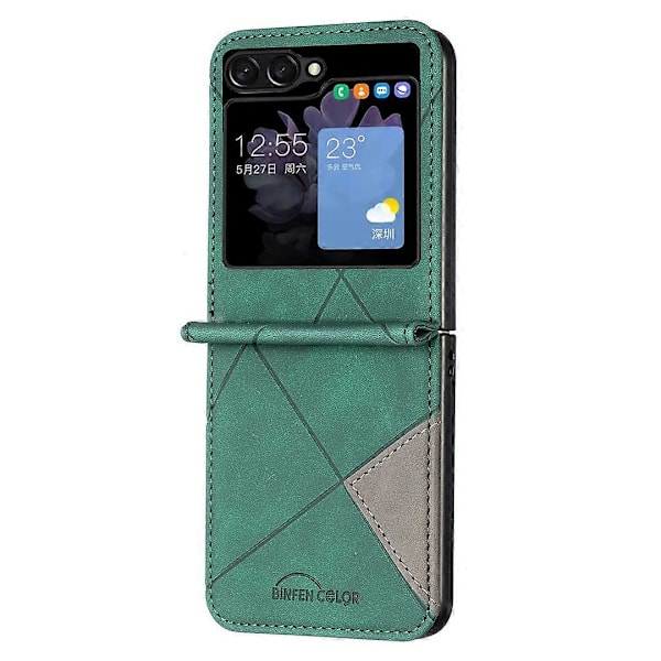 BINFEN COLOR Deksel til Samsung Galaxy Z Flip5 5G PU-lær+PC med trykt mønster Multicolor Style A