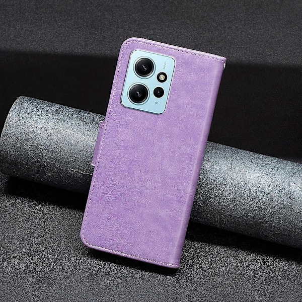 Wallet Stand Case til Xiaomi Redmi Note 12 4G Sommerfugl Præget Læder Telefon Cover med Rem Multicolor Style F