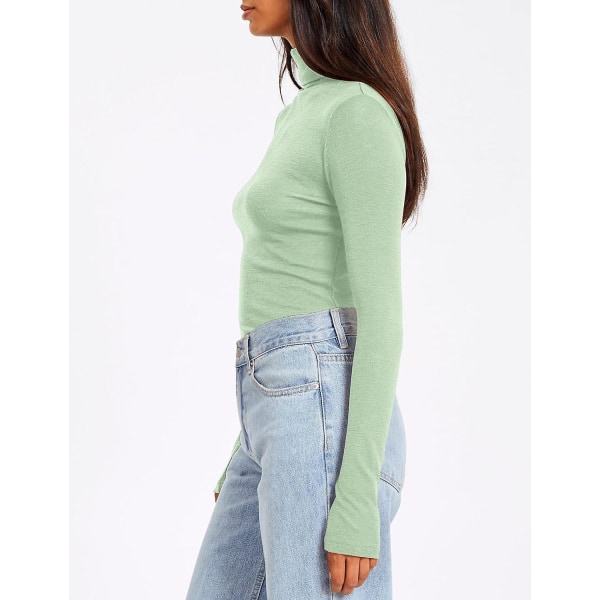 Dame Turtleneck Langærmet Trøjer Efterårsmode Basic Lagdeling Slim Fit Blød Termisk Undertøj Toppe Sage X-Large