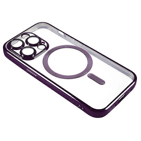 iPhone 12 Pro Max 6,7 tuuman magneettikotelo WANLONFENG galvanoidulla TPU-suojakuorella ja linssisuojalla + 2 kpl Multicolor Dark Purple