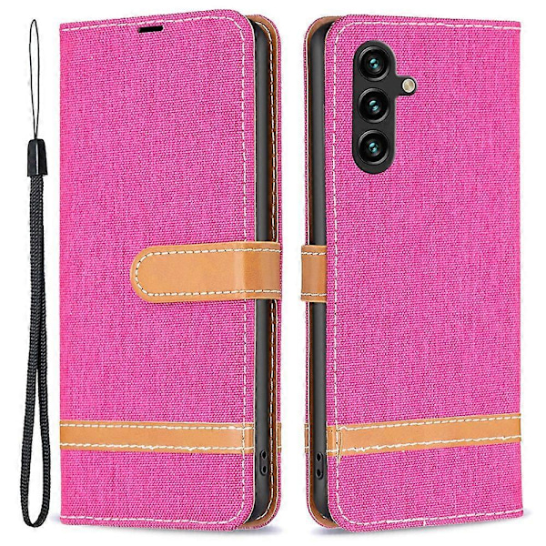Til Samsung Galaxy A15 4G Etui Jeansstof Splejsning PU Læder Telefon Cover Multicolor Style B
