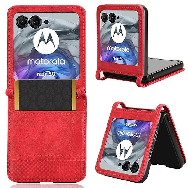Motorola Razr 50 5G/Razr 2024 5G -kotelo Retro-kuvioitu nahka + PC-puhelinkotelo korttipaikalla Multicolor Style B