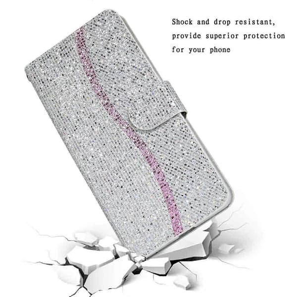 iPhone 16 Plus -kotelo PU-nahkaa, lompakkokorttipaikat, kimalteleva puhelinkuori Multicolor Style D