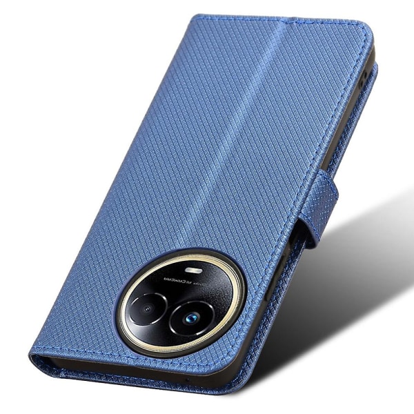 Pu Läder Cover För Realme 11x 5g, Diamond Texture Stand Plånbok Phone case Blue