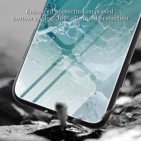 For iPhone 15 Pro Max Marmormønster Støtsikkert Deksel Herdet Glass+pc+tpu Telefondeksel DL04