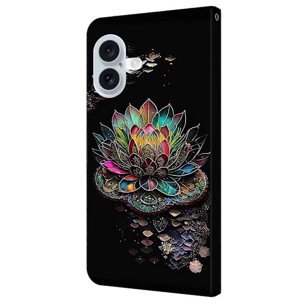 Skal för iPhone 16 Mönstertryckt Skyddande Fodral TPU+PU Läder Flip Telefonfodral Multicolor Style M