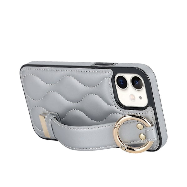 iPhone 12 mini -kotelo aaltokuviolla PU+TPU jalustalla Multicolor Silver