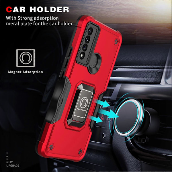Ring Stöd Drop-proof Anti-scratch Hybrid Hårt PC+Mjukt TPU Mobiltelefon Skal Fodral för TCL 20 XE