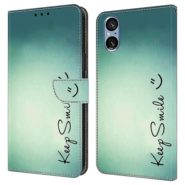 Til Sony Xperia 5 V Etui PU Læder Wallet Telefon Cover med Støttefod Multicolor Keep Smile