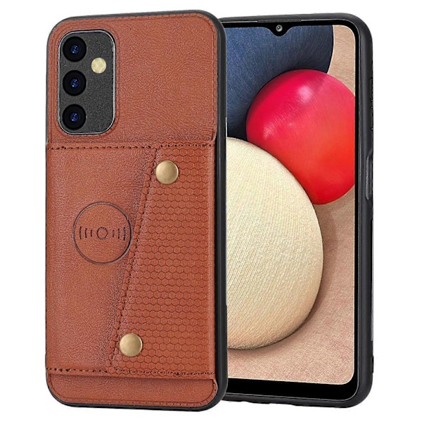 För Samsung Galaxy A55 5G Fodral Kortplatser Magnetknappar PU Läder + TPU Telefonställ Fodral Multicolor Light Brown
