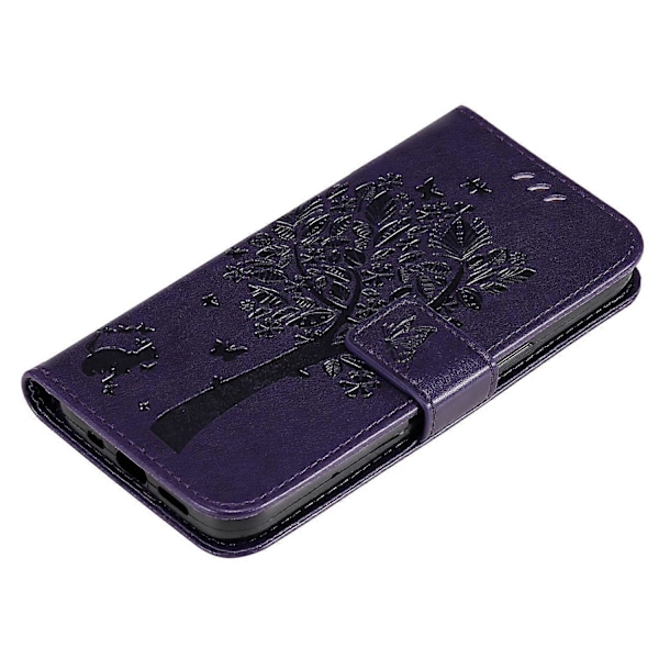 KT Imprinting Flower Series-3 Fodral för Xiaomi 14T Pro Katt Träd Mönster Flip Läder Telefonskydd Multicolor Style I