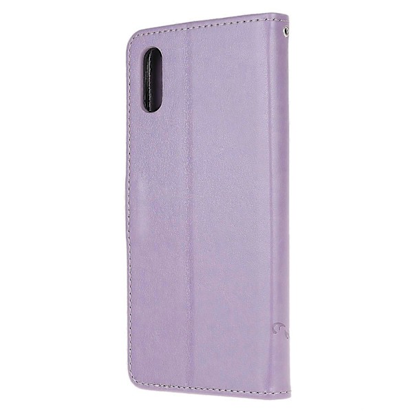 Präglad Fjäril Blomma Läderplånbok Ställ Telefonskal för Samsung Galaxy Xcover 5 Multicolor Style G