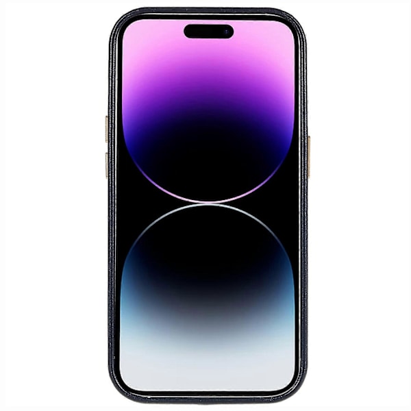 För iPhone 14 Pro Max Business Mobilskal PU Läder+PC Mobilskal med Metall Linsring Ram Multicolor Style A