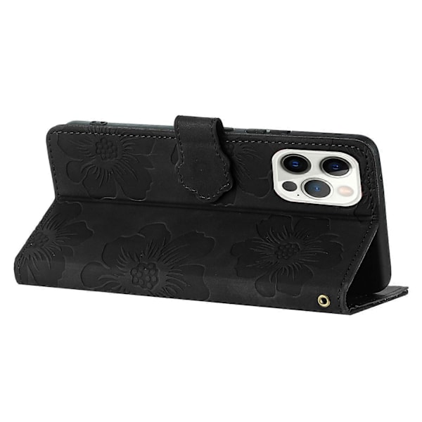 Blommig PU-läder plånboksfodral med stativ för iPhone 12 Pro Max 6,7 tum Multicolor Style E