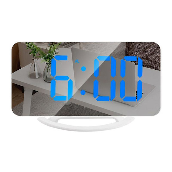 1 Sæt Vækkeur LED Spejl Display USB Opladning ABS Bordur Hængeur til Soveværelse 3