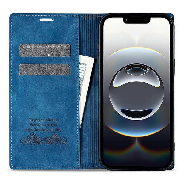 Til iPhone 16e Wallet Case Magnetisk Lukning Læder Telefon Cover Multicolor Blue