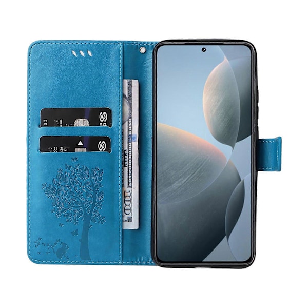 KT Imprinting Flower Series-3 Fodral till Xiaomi 14T Katt Träd Mönster Flip Läder Telefonskal Multicolor Style D