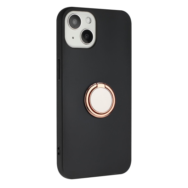 Matt Tpu- case för Iphone 15 Plus, spegelliknande ring Kickstand Phone Shell anti-scratch Cover Rose Gold