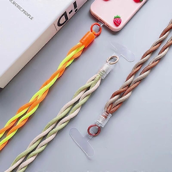 110 cm Universal Telefon-Lanyard Tofarget Tvunnet Mobiltelefon Halsstropp med Klar Feste-flik Multicolor Style A